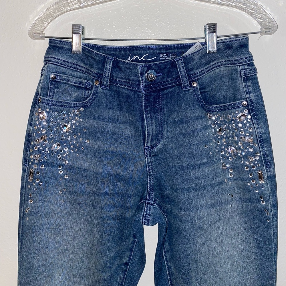INC JEWLED BOOTCUT SZ4